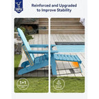 WINSOON All Weather HIPS Folding Adirondack Chair 5-Gear Adjustable Backrest Chairs with Retractable Ottoman Set of 4