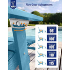 WINSOON All Weather HIPS Folding Adirondack Chair 5-Gear Adjustable Backrest Chairs with Retractable Ottoman Set of 4