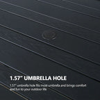 Patio Rectangle Dining Table with Umbrella Hole for Garden, Lawn, Deck