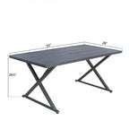 Patio Rectangle Dining Table with Umbrella Hole for Garden, Lawn, Deck
