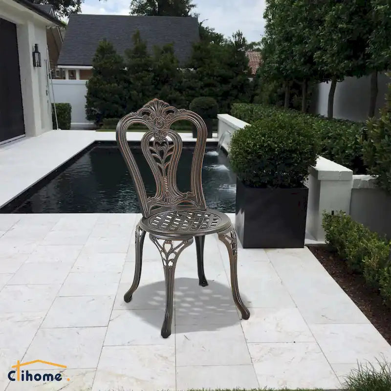 Clihome Outdoor Cast Aluminum Bistro Chair (Set of 2)