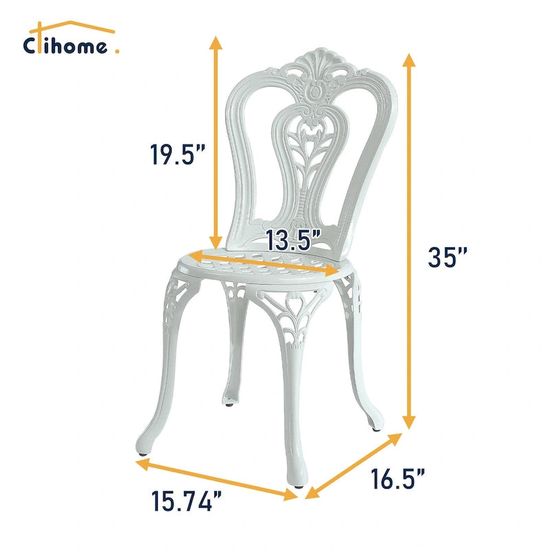Clihome Outdoor Cast Aluminum Bistro Chair (Set of 2)
