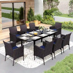 MAISON ARTS 7/9-piece Patio Dining Set, Expendable Rectangular Outdoor Dining Table with Rattan Chairs