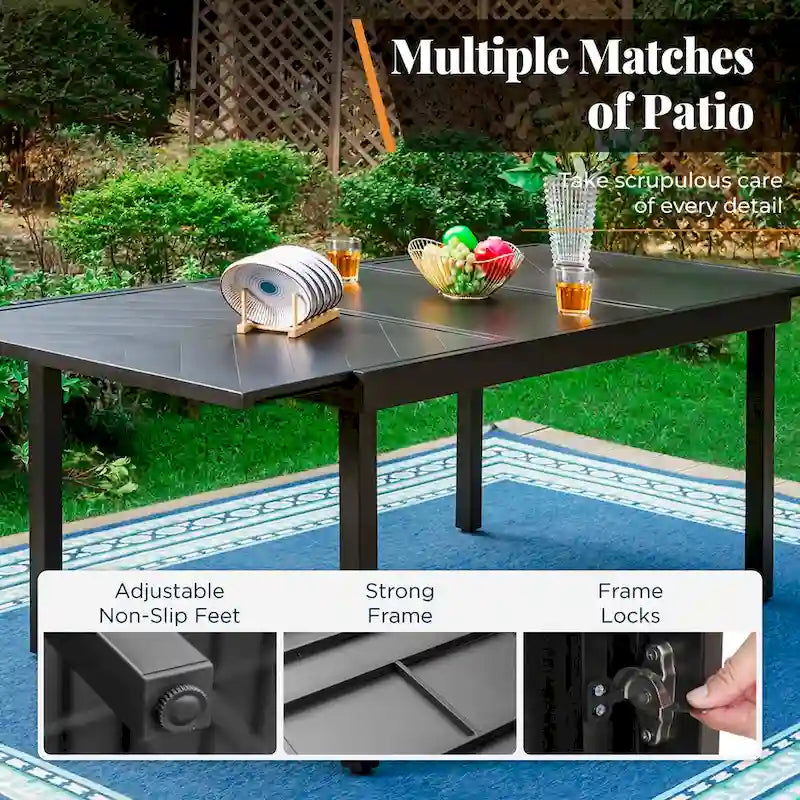 MAISON ARTS 7/9-piece Patio Dining Set, Expendable Rectangular Outdoor Dining Table with Rattan Chairs