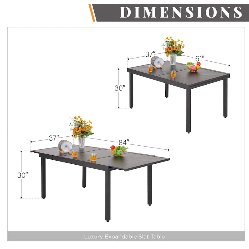 MAISON ARTS 7/9-piece Patio Dining Set, Expendable Rectangular Outdoor Dining Table with Rattan Chairs