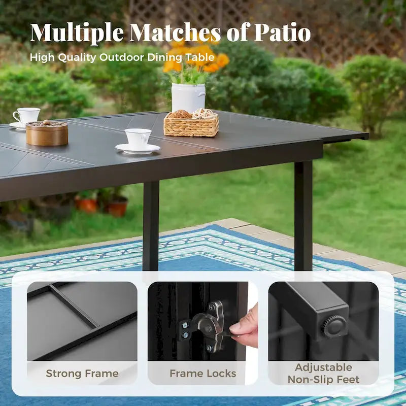 MAISON ARTS 7/9-piece Patio Dining Set, Expendable Rectangular Outdoor Dining Table with Rattan Chairs