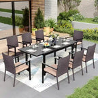MAISON ARTS 7/9-piece Patio Dining Set, Expendable Rectangular Outdoor Dining Table with Rattan Chairs