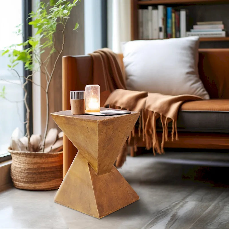 Concrete Art Side Table Modern Accent end Table for Indoor Outdoor