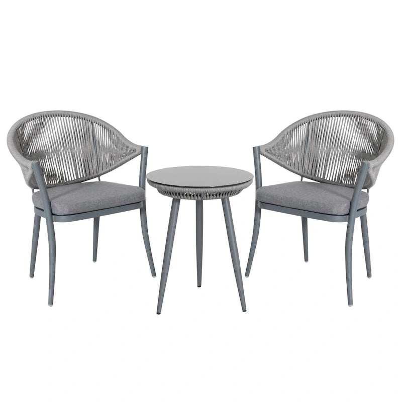 NUU GARDEN 3-Piece Aluminum Patio Furniture Bistro Set with Cushions