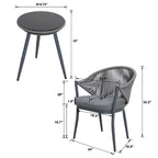 NUU GARDEN 3-Piece Aluminum Patio Furniture Bistro Set with Cushions