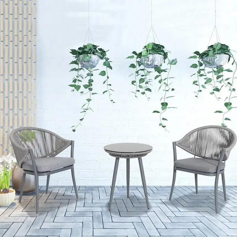 NUU GARDEN 3-Piece Aluminum Patio Furniture Bistro Set with Cushions