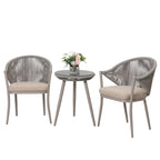NUU GARDEN 3-Piece Aluminum Patio Furniture Bistro Set with Cushions