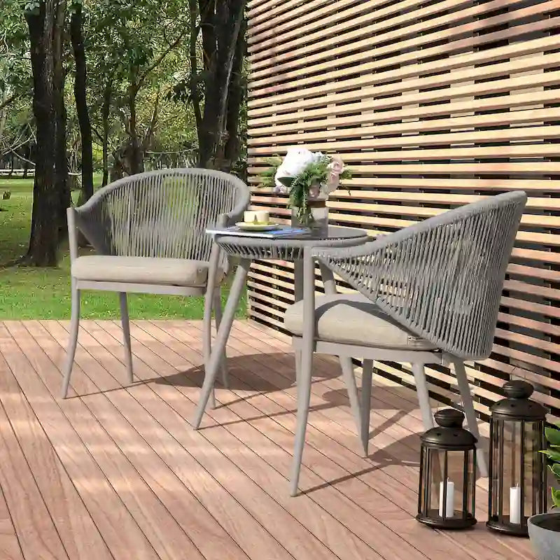 NUU GARDEN 3-Piece Aluminum Patio Furniture Bistro Set with Cushions