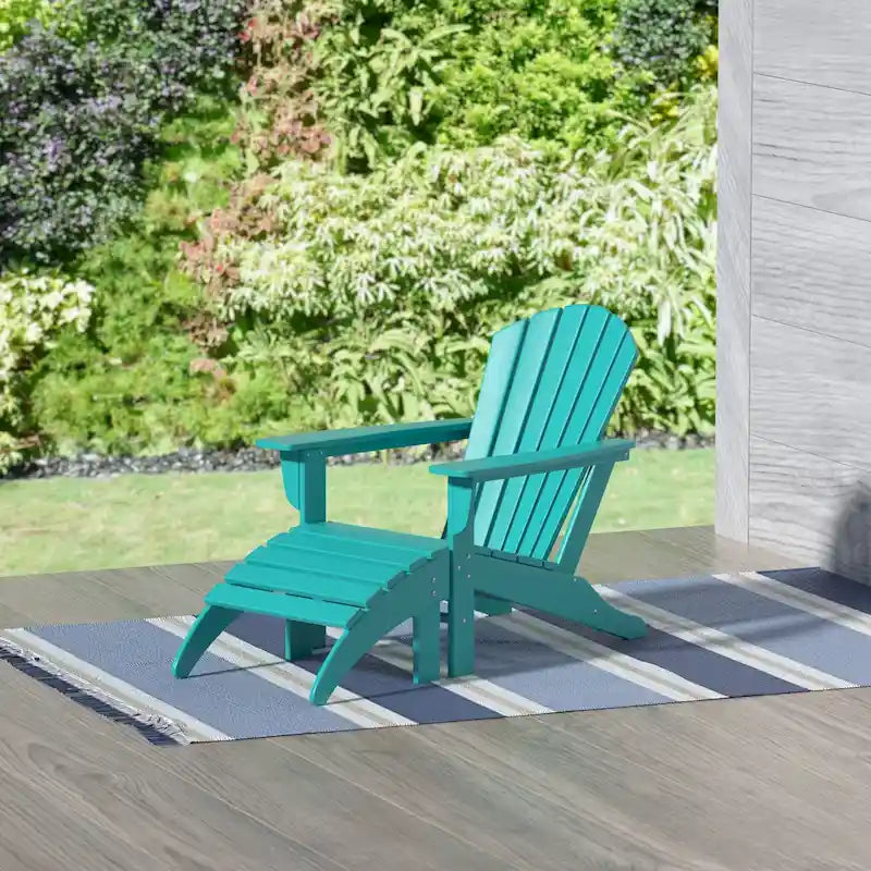 Polytrends Altura Classic Outdoor Eco-Friendly All Weather Adirondack Chair with Ottoman (2-Piece Set)