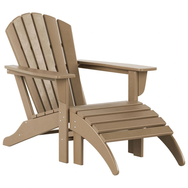 Polytrends Altura Classic Outdoor Eco-Friendly All Weather Adirondack Chair with Ottoman (2-Piece Set)