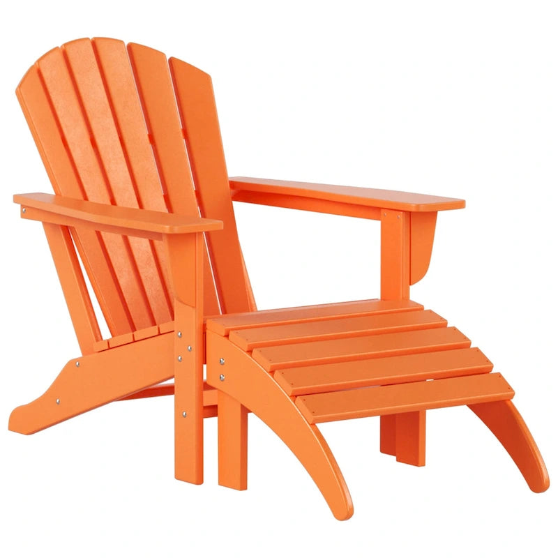 Polytrends Altura Classic Outdoor Eco-Friendly All Weather Adirondack Chair with Ottoman (2-Piece Set)