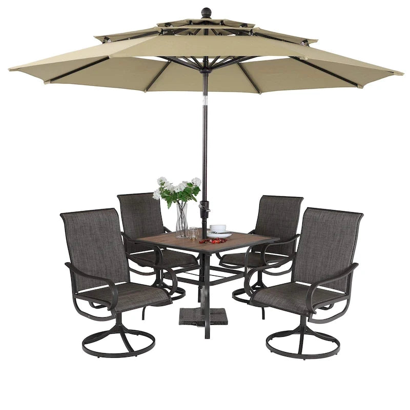 MAISON ARTS 5/6-piece Black Steel Patio Dining Set