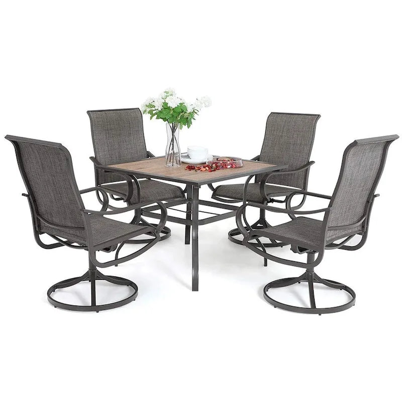 MAISON ARTS 5/6-piece Black Steel Patio Dining Set