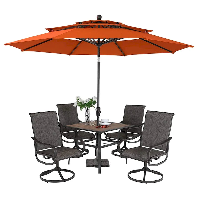 MAISON ARTS 5/6-piece Black Steel Patio Dining Set