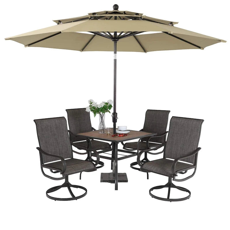 MAISON ARTS 5/6-piece Black Steel Patio Dining Set