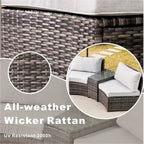 9-piece Halfmoon Patio Sectional Sofa Set with Fire Pit Table