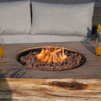 9-piece Halfmoon Patio Sectional Sofa Set with Fire Pit Table