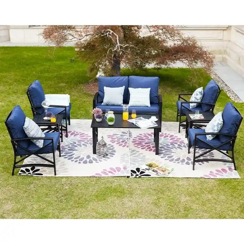 PATIO FESTIVAL 8-Piece Outdoor Sofa Seating Group with Cushions