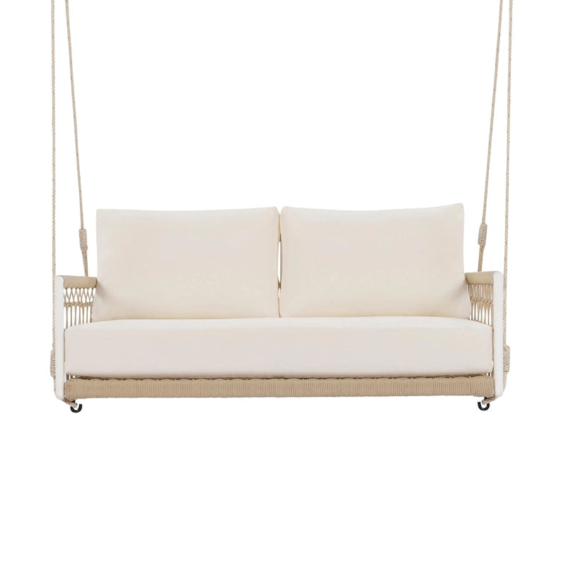 1-Piece Woven Rope Outdoor Swing Sofa with Soft Cushions Seating 2 for Patio, Courtyard and Balcony