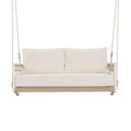1-Piece Woven Rope Outdoor Swing Sofa with Soft Cushions Seating 2 for Patio, Courtyard and Balcony