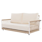 1-Piece Woven Rope Outdoor Swing Sofa with Soft Cushions Seating 2 for Patio, Courtyard and Balcony