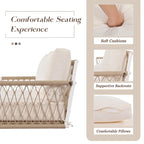 1-Piece Woven Rope Outdoor Swing Sofa with Soft Cushions Seating 2 for Patio, Courtyard and Balcony