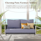 1-Piece Woven Rope Outdoor Swing Sofa with Soft Cushions Seating 2 for Patio, Courtyard and Balcony