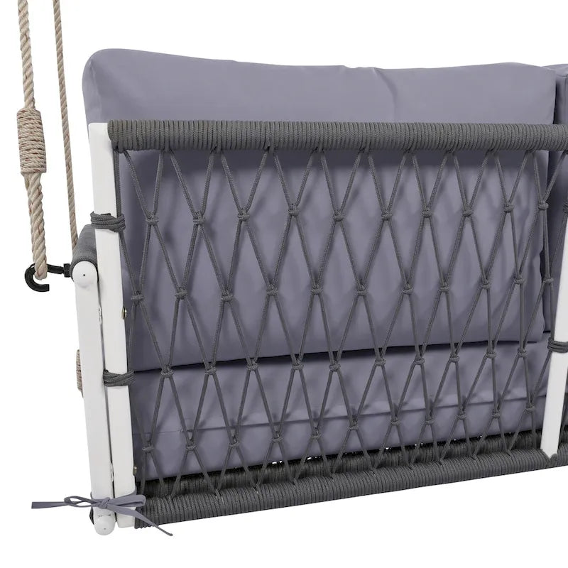 1-Piece Woven Rope Outdoor Swing Sofa with Soft Cushions Seating 2 for Patio, Courtyard and Balcony