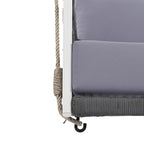 1-Piece Woven Rope Outdoor Swing Sofa with Soft Cushions Seating 2 for Patio, Courtyard and Balcony
