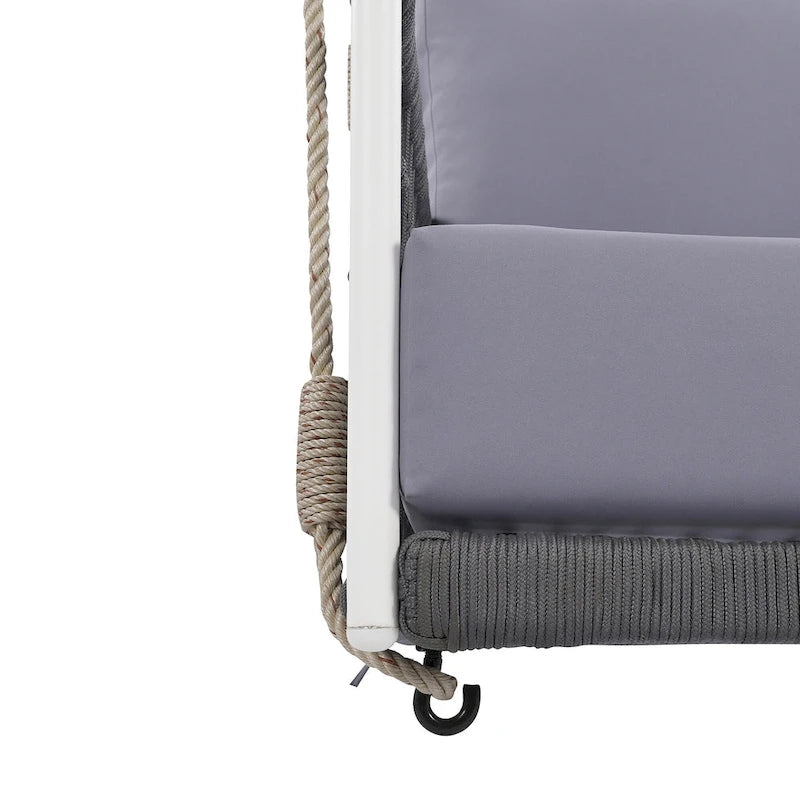 1-Piece Woven Rope Outdoor Swing Sofa with Soft Cushions Seating 2 for Patio, Courtyard and Balcony
