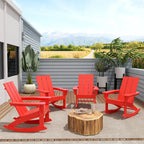 Polytrends Shoreside Modern Eco-Friendly All Weather Poly Adirondack Rocking Chairs (Set of 4)