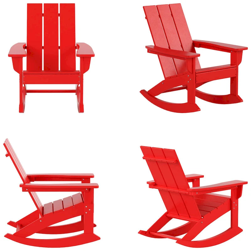 Polytrends Shoreside Modern Eco-Friendly All Weather Poly Adirondack Rocking Chairs (Set of 4)