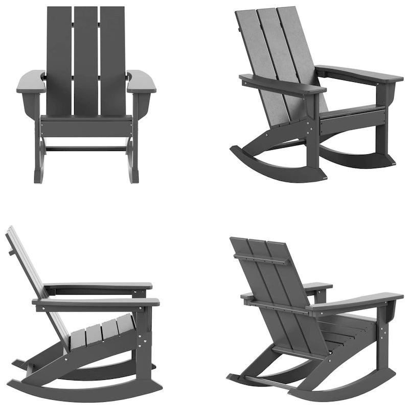Polytrends Shoreside Modern Eco-Friendly All Weather Poly Adirondack Rocking Chairs (Set of 4)
