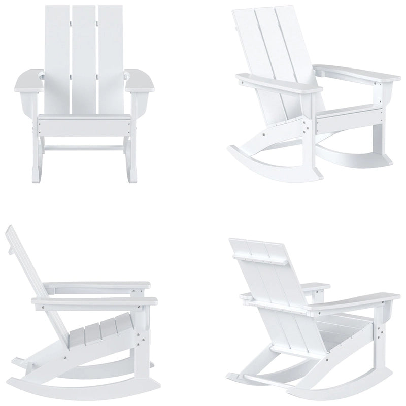 Polytrends Shoreside Modern Eco-Friendly All Weather Poly Adirondack Rocking Chairs (Set of 4)
