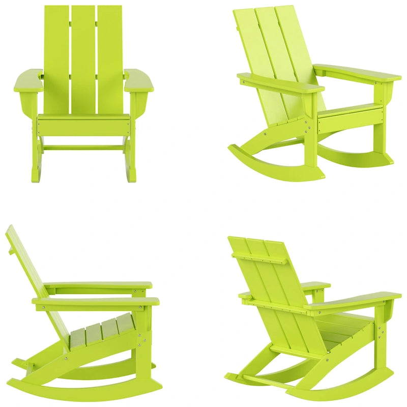 Polytrends Shoreside Modern Eco-Friendly All Weather Poly Adirondack Rocking Chairs (Set of 4)