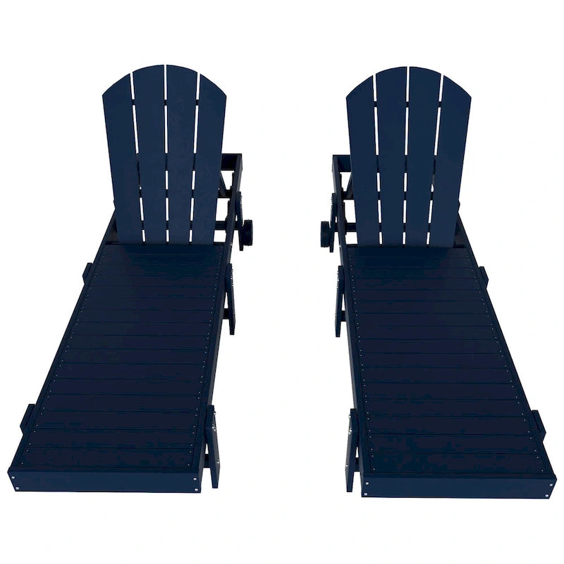 Polytrends Laguna Hdpe All Weather Outdoor Patio Pool Reclining Armless Chaise Lounge With Wheels (Set Of 2)
