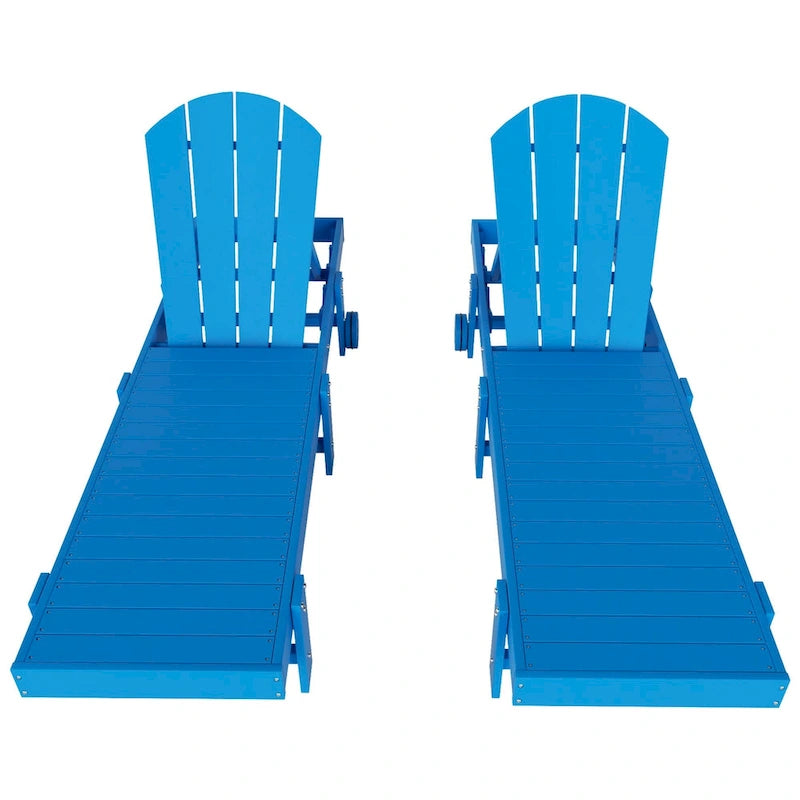 Polytrends Laguna Hdpe All Weather Outdoor Patio Pool Reclining Armless Chaise Lounge With Wheels (Set Of 2)