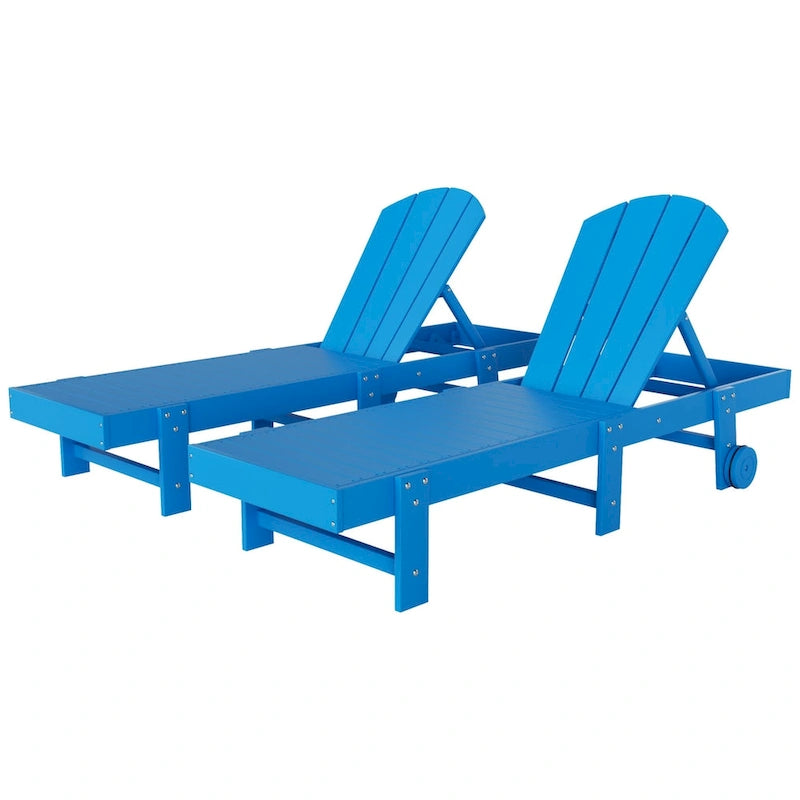 Polytrends Laguna Hdpe All Weather Outdoor Patio Pool Reclining Armless Chaise Lounge With Wheels (Set Of 2)