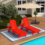 Polytrends Laguna Hdpe All Weather Outdoor Patio Pool Reclining Armless Chaise Lounge With Wheels (Set Of 2)