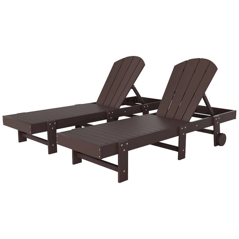 Polytrends Laguna Hdpe All Weather Outdoor Patio Pool Reclining Armless Chaise Lounge With Wheels (Set Of 2)