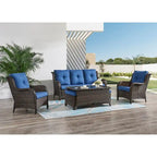 Gymojoy Outdoor Wicker Patio Sofa 3-Seat Rattan Sofa Furniture