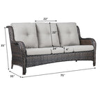Gymojoy Outdoor Wicker Patio Sofa 3-Seat Rattan Sofa Furniture