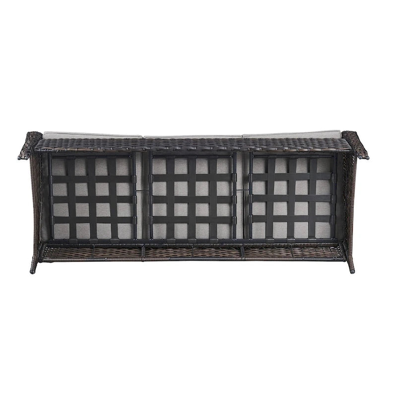 Gymojoy Outdoor Wicker Patio Sofa 3-Seat Rattan Sofa Furniture