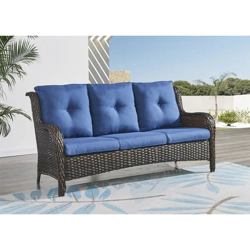 Gymojoy Outdoor Wicker Patio Sofa 3-Seat Rattan Sofa Furniture