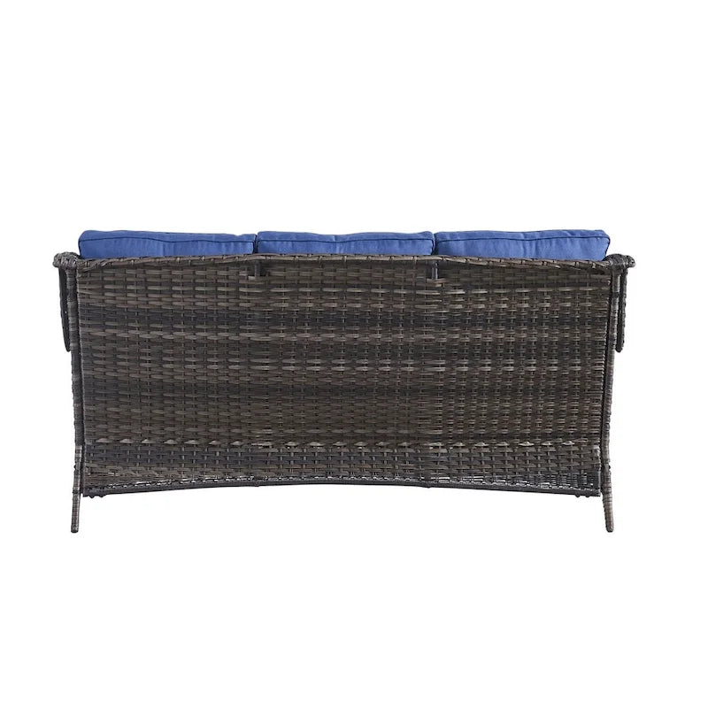 Gymojoy Outdoor Wicker Patio Sofa 3-Seat Rattan Sofa Furniture